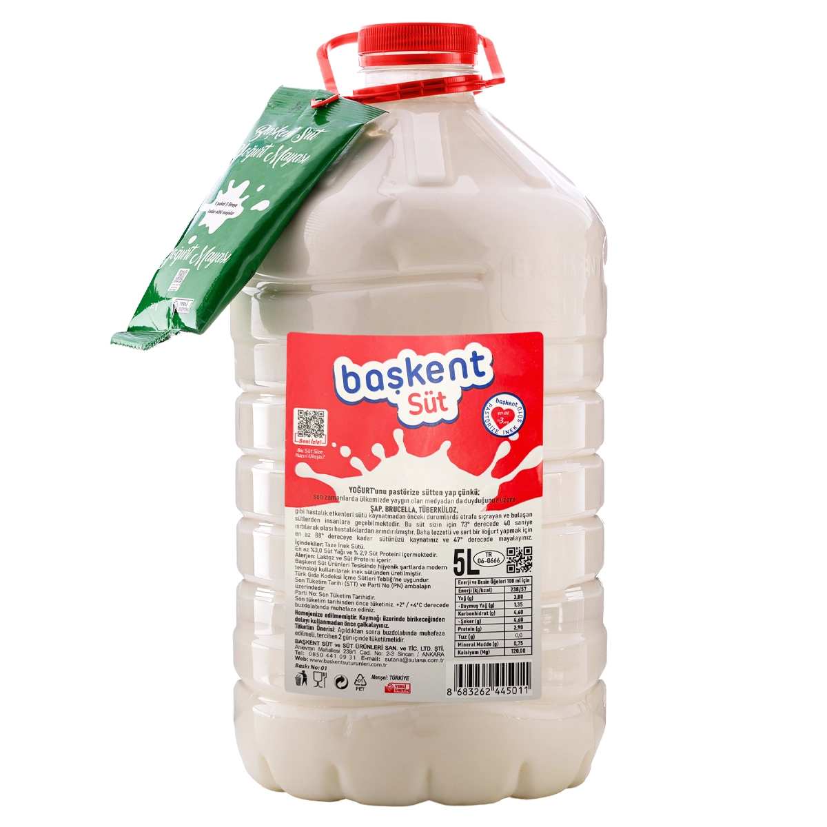 BAŞKENT PASTÖRİZE İNEK SÜTÜ 5 LT.