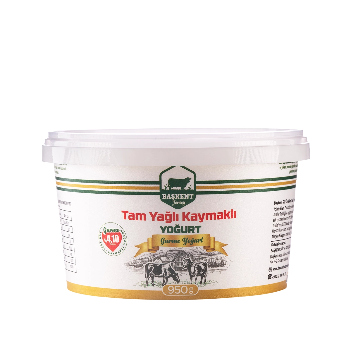BAŞKENT JERSEY TAM YAĞLI KAYMAKLI YOĞURT 950GR.