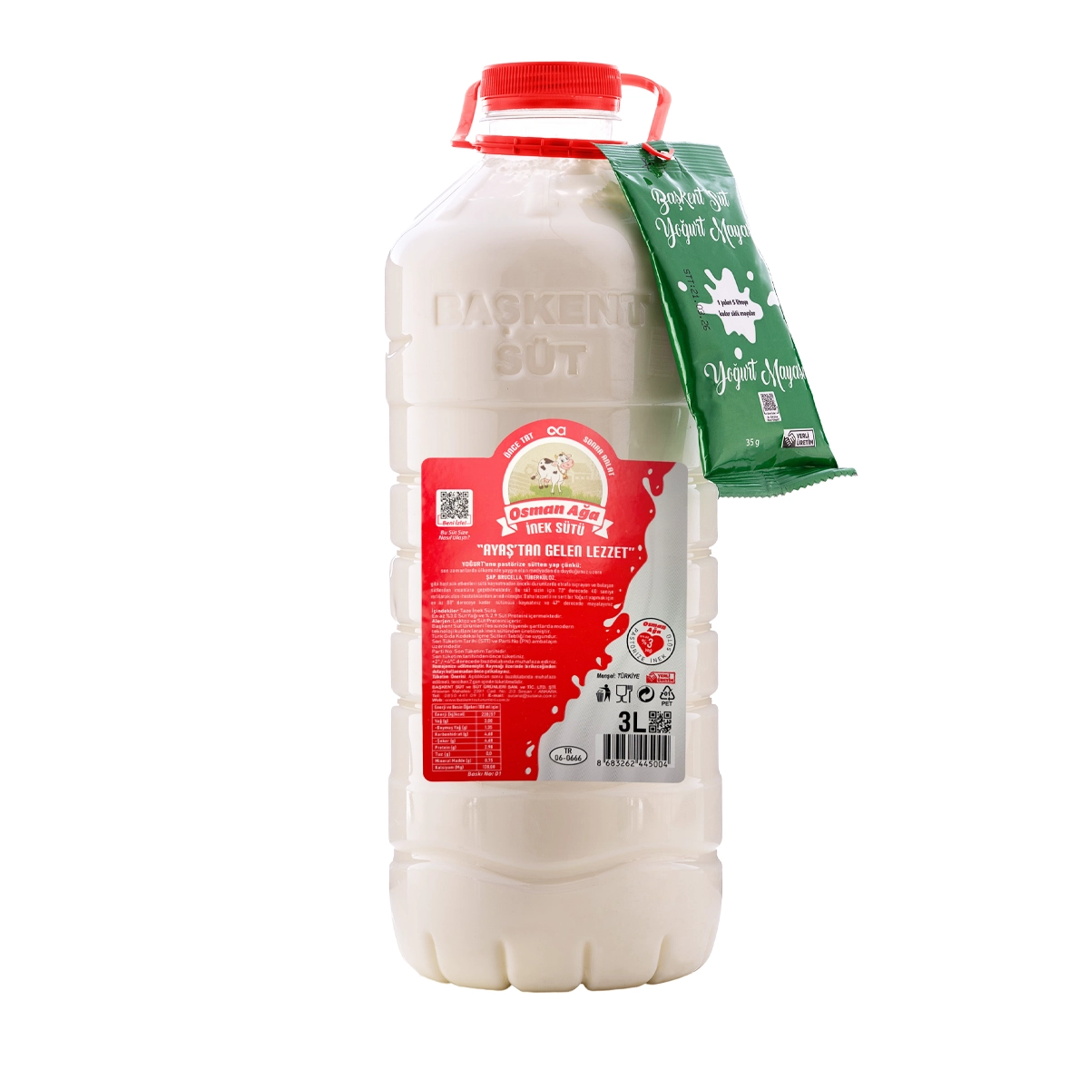 OSMAN AĞA PASTÖRİZE İNEK SÜTÜ 3 LT.